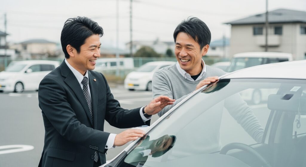東京ドライビングサポートの代表と受講者が笑顔で語り合う様子