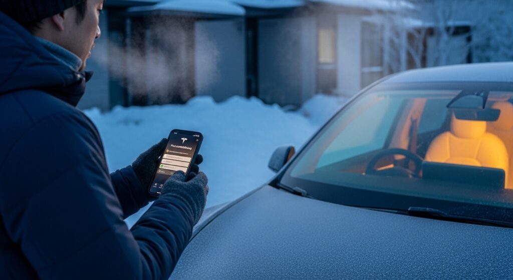 a person holding a phone next to a car